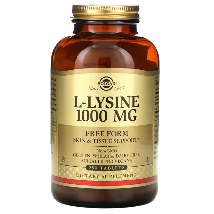 Solgar, L-Lysine, Free Form, 1,000 mg, 100 Tablets