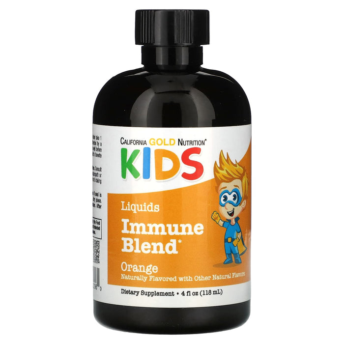 California Gold Nutrition, Liquid Immune Blend For Children, No Alcohol, Orange Flavor, 4 fl oz (118 ml)