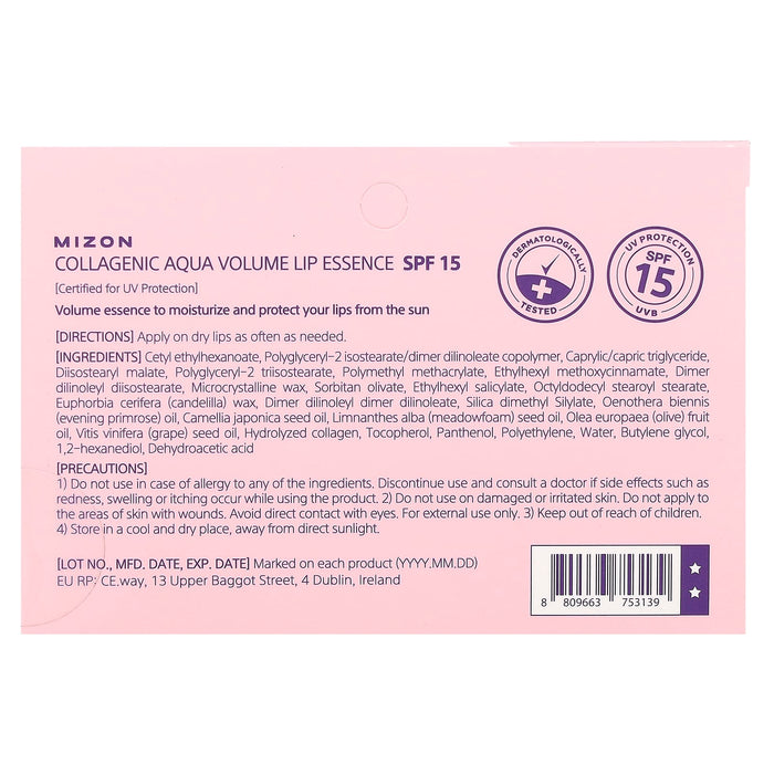 Mizon, Collagenic Aqua Volume Lip Essence, SPF 15, 0.33 fl oz (10 ml)