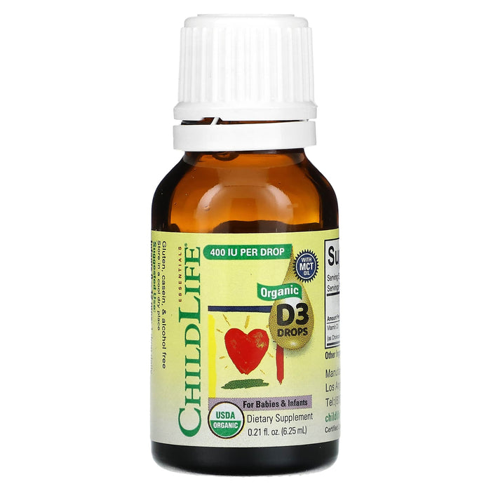 ChildLife Essentials, Organic D3 Drops for Babies & Infants, 0.21 fl oz (6.25 mL)