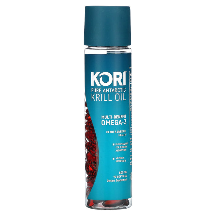 Kori, Pure Antarctic Krill Oil, Multi-Benefit Omega-3, 800 mg, 90 Softgels