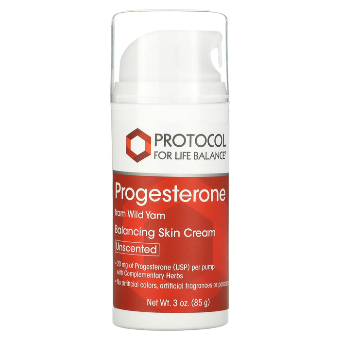 Protocol for Life Balance, Progesterone, Balancing Skin Cream, Unscented, 3 oz (85 g)