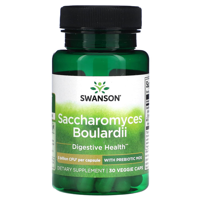 Swanson, Saccharomyces Boulardii with Prebiotic MOS, 5 Billion CFU, 30 Veggie Caps