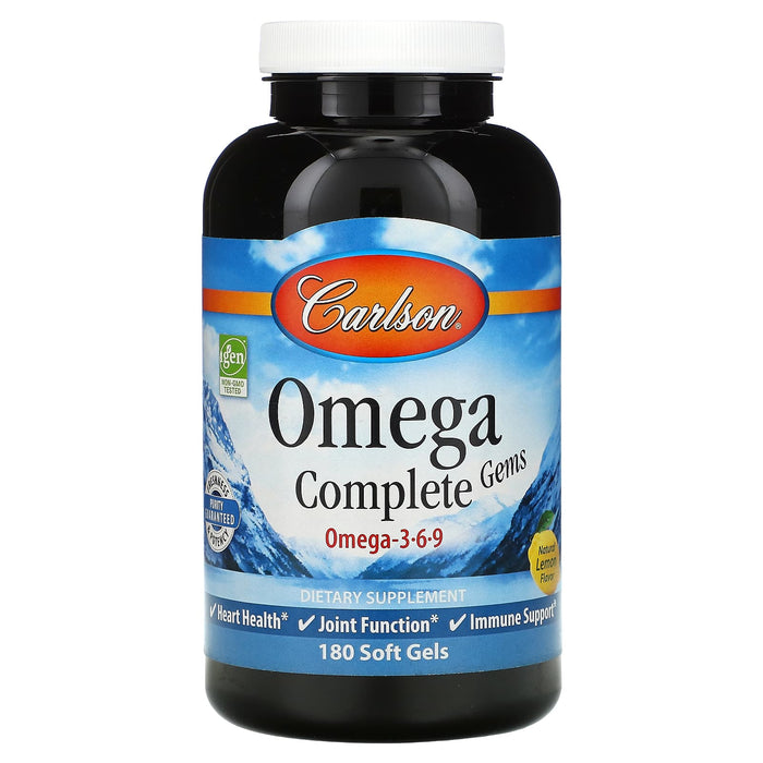 Carlson, Omega Complete Gems, Omega 3-6-9, Natural Lemon, 90 Soft Gels