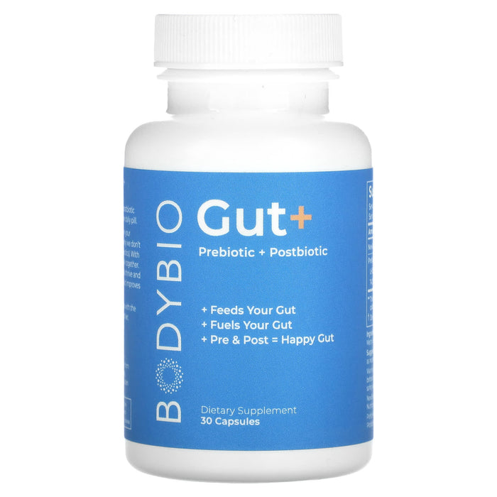 BodyBio, Gut+ Prebiotic + Postbiotic, 30 Capsules