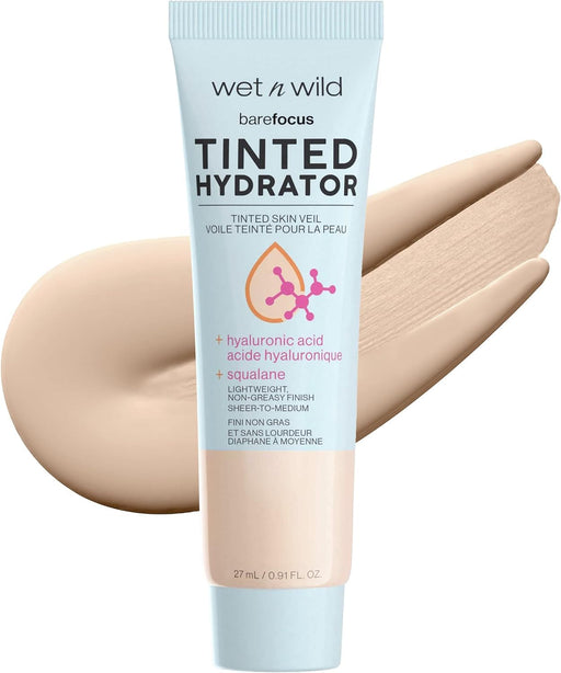 Wet N Wild Bare Focus Tinted Hydrator Matte Finish, Light Medium, Oil-Free, Moisturizing Makeup | Hyaluronic Acid | Sheer to Medium Coverage