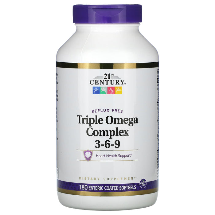 21st Century, Triple Omega Complex 3-6-9, 90 Enteric Coated Softgels