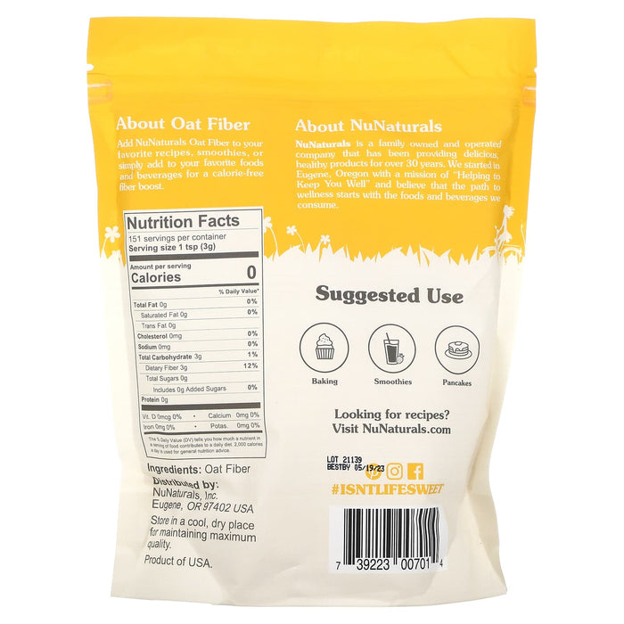 NuNaturals, Oat Fiber Powder, 1 lb (454 g)