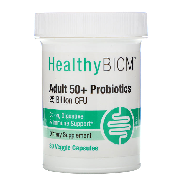 HealthyBiom, Adult 50+ Probiotics, 25 Billion CFU, 30 Veggie Capsules