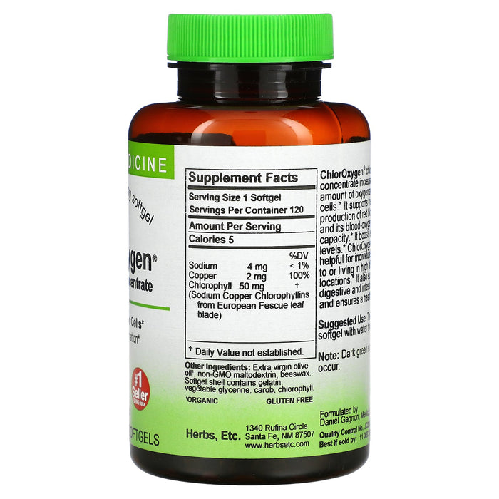 Herbs Etc., ChlorOxygen, Chlorophyll Concentrate, 60 Softgels