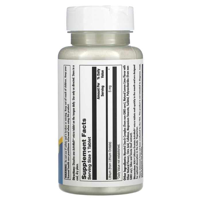 KAL, Lithium Orotate, Lemon Lime , 5 mg, 90 Micro Tablets