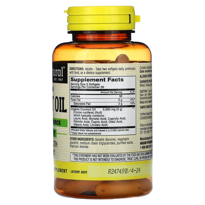 Mason Natural, Whole Herb Coconut Oil, 60 Softgels