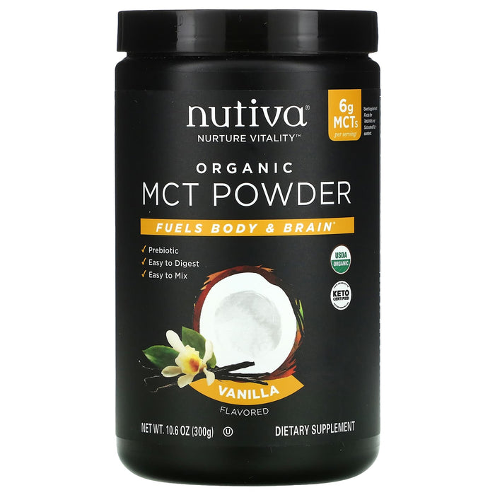 Nutiva, Organic MCT Powder, Unflavored, 10.6 oz (300 g)