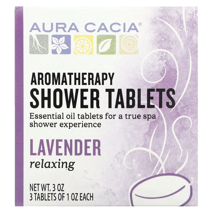 Aura Cacia, Aromatherapy Shower Tablets, Reviving Peppermint, 3 Tablets, 1 oz Each