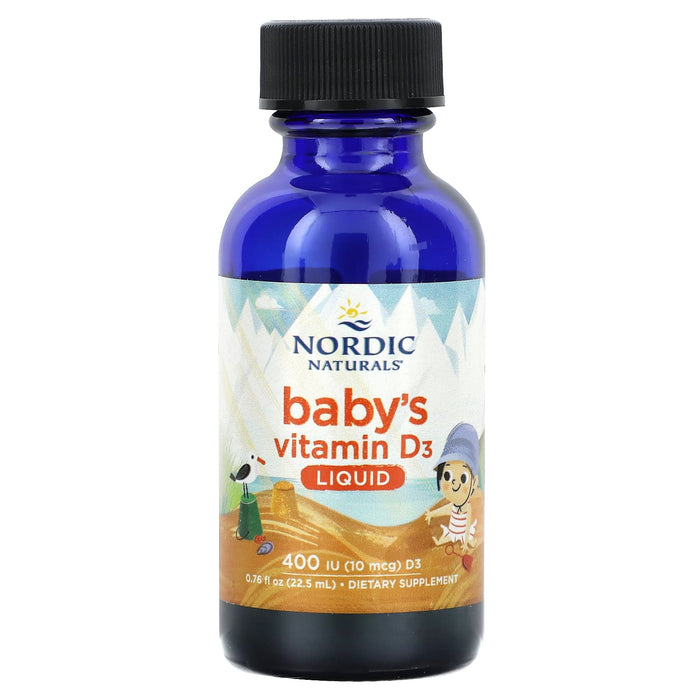 Nordic Naturals, Baby's Vitamin D3, Liquid, 10 mcg (400 IU), 0.76 fl oz (22.5 ml)