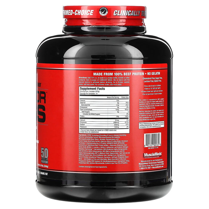 MuscleMeds, Carnivor Mass, Anabolic Beef Protein Gainer, Chocolate Fudge, 5.83 lbs (2,646 g)
