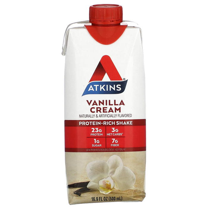 Atkins, Protein Rich Shake, Vanilla Cream, 4 Shakes, 16.9 fl oz (500 ml) Each