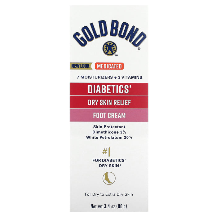 Gold Bond, Medicated Diabetics' Dry Skin Relief Foot Cream, 3.4 oz (96 g)