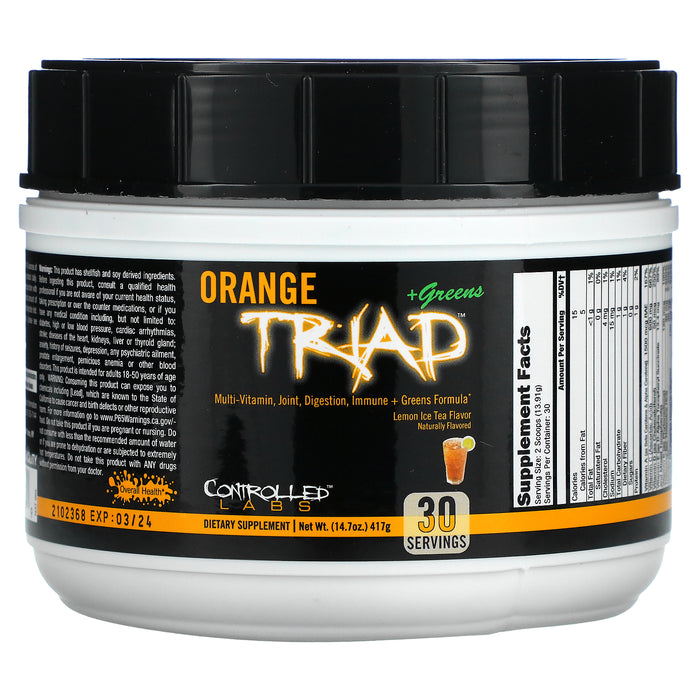 Controlled Labs, Orange Triad + Greens, Lemon Ice Tea, 14.7 oz (417 g)