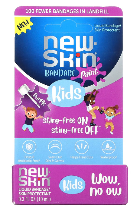 New Skin, Kids, Bandage Paint, Liquid Bandage/Skin Protectant, Purple, 0.3 fl oz (10 ml)