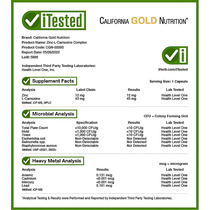California Gold Nutrition, Zinc-L-Carnosine Complex, 90 Veggie Caps