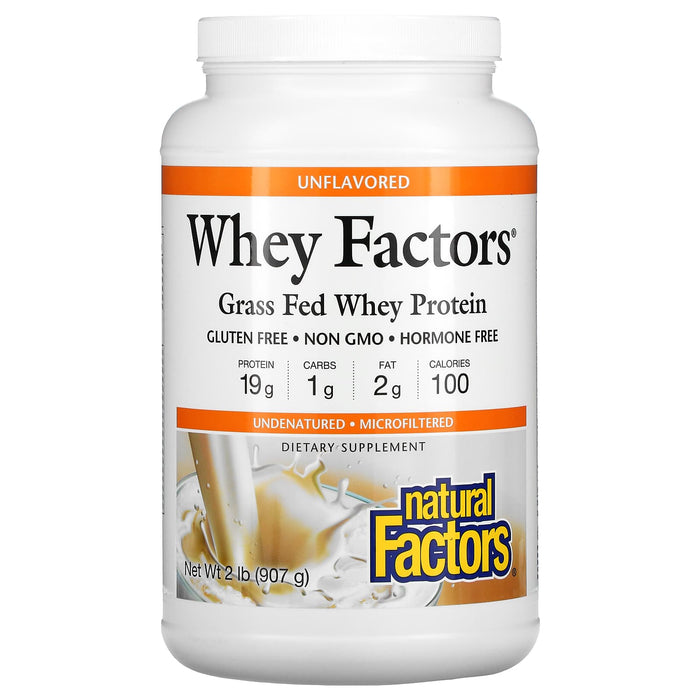 Natural Factors, Whey Factors, Grass Fed Whey Protein, Unflavored, 12 oz (340 g)