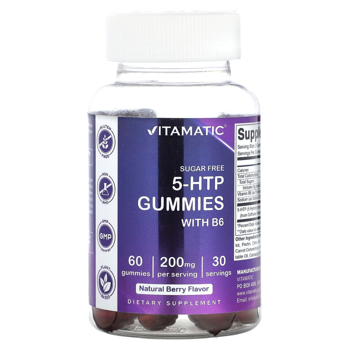 Vitamatic, 5-HTP Gummies with B6, Natural Berry, 100 mg, 60 Gummies