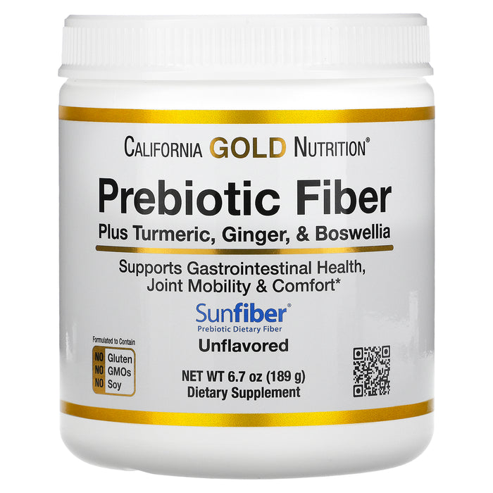 California Gold Nutrition, Prebiotic Fiber Plus Turmeric, Ginger, & Boswellia, 3 Packets, 0.22 oz (6.3 g) Each