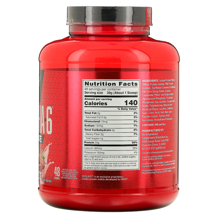 BSN, Syntha-6 Isolate, Protein Powder Drink Mix, Strawberry Milkshake, 4.02 lbs (1.82 kg)