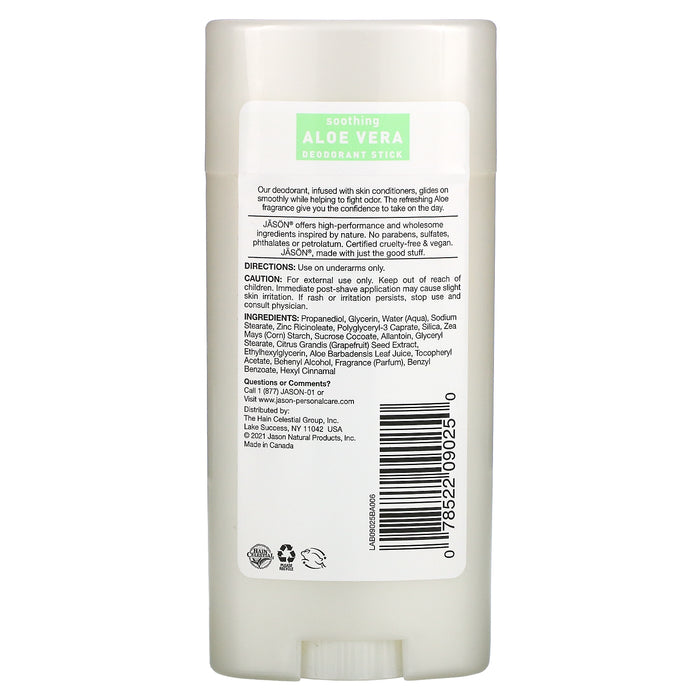 Jason Natural, Deodorant, Soothing Aloe Vera, 2.5 oz (71 g)