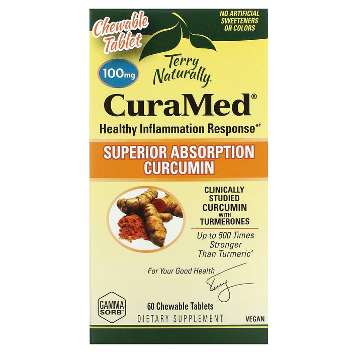 Terry Naturally, CuraMed, Superior Absorption Curcumin, 100 mg, 60 Chewable Tablets