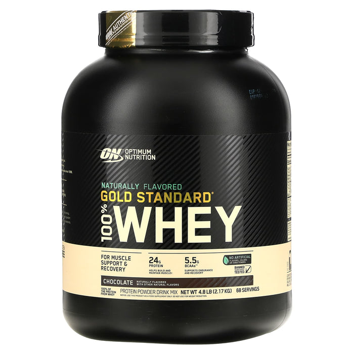 Optimum Nutrition, Gold Standard 100% Whey, Naturally Flavored, Chocolate, 4.8 lb (2.17 kg)