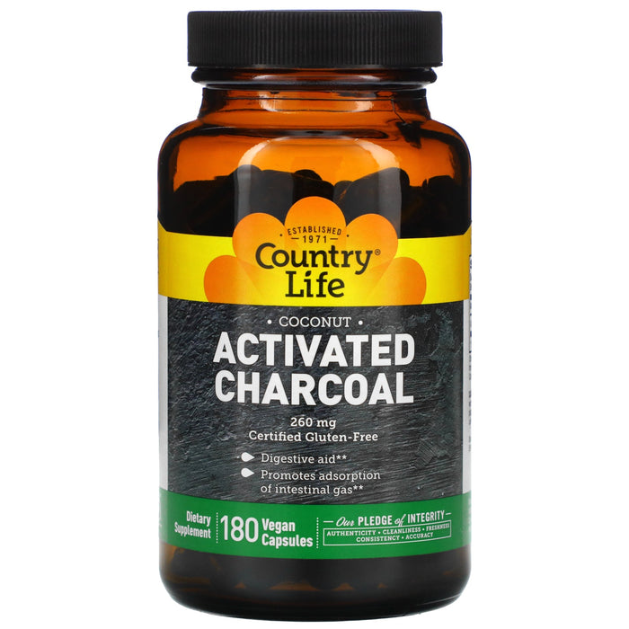 Country Life, Activated Charcoal, 260 mg, 100 Vegan Capsules