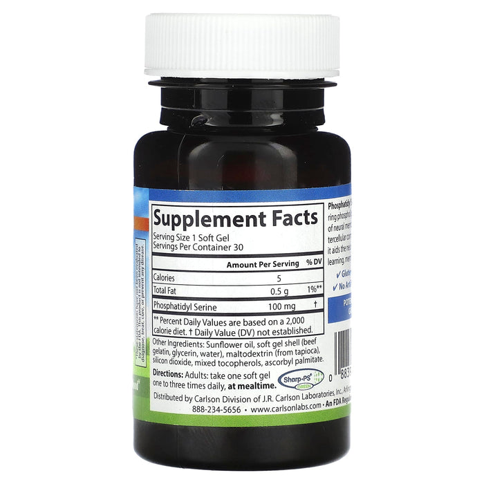 Carlson, Phosphatidyl Serine, 100 mg, 90 Soft Gels