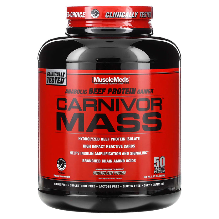 MuscleMeds, Carnivor Mass, Anabolic Beef Protein Gainer, Cookies & Cream, 5.8 lbs (2,632 g)