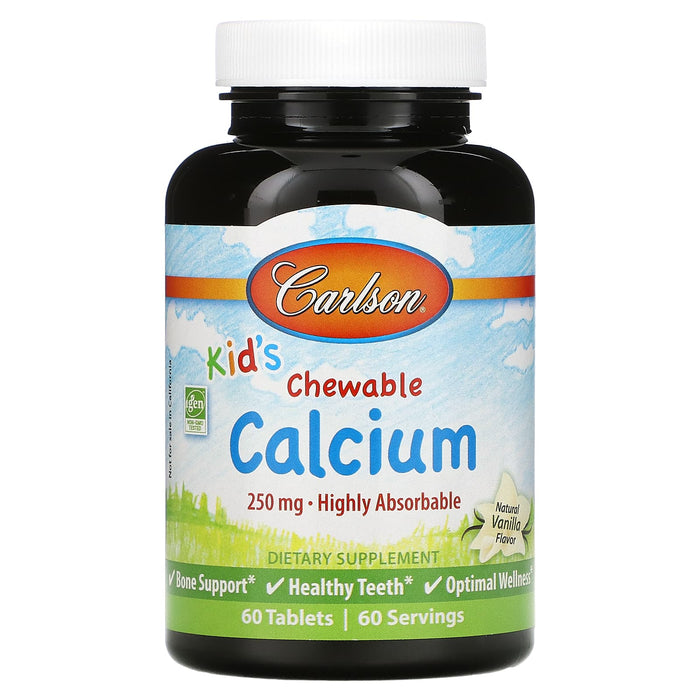 Carlson, Kid's, Chewable Calcium, Natural Vanilla, 250 mg, 120 Tablets