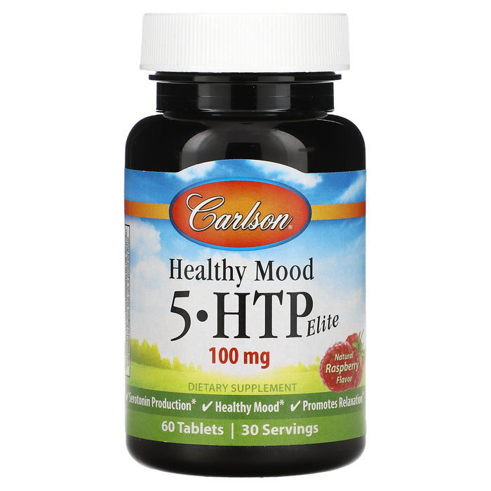 Carlson, Healthy Mood, 5-HTP Elite, Natural Raspberry, 50 mg, 60 Tablets