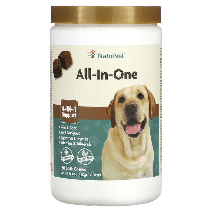 NaturVet, All-In-One, For Dogs, 120 Soft Chews, 16.9 oz (480 g)