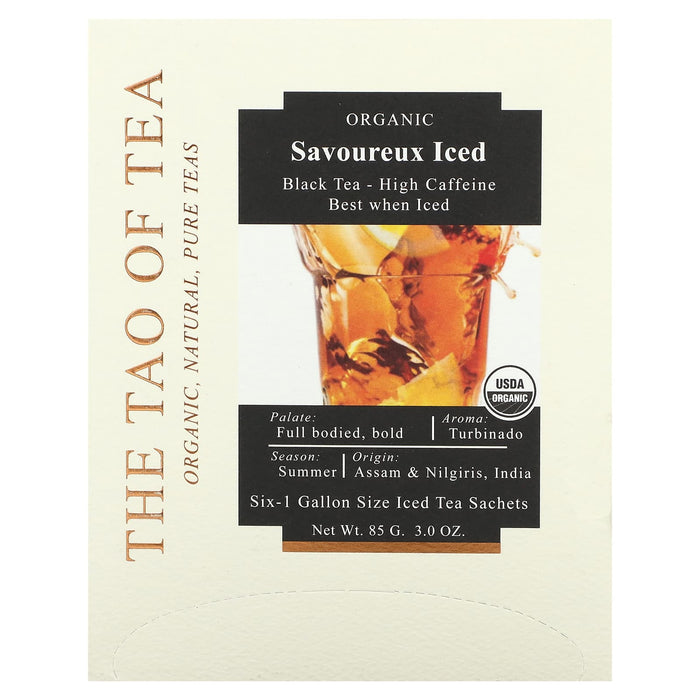 The Tao of Tea, Organic Black Tea, Savoureux Iced , 6 -1 Gallon Sized Sachets, 3.0 oz (85 g)