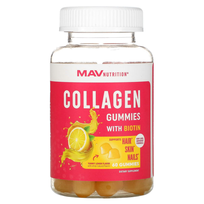 MAV Nutrition, Collagen Gummies with Biotin, Yummy Lemon, 60 Gummies
