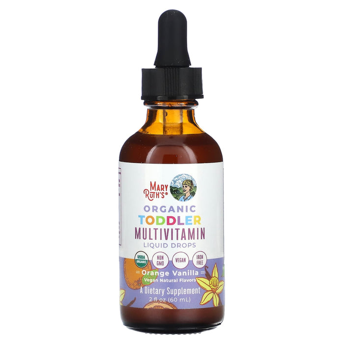 MaryRuth Organics, Organic Toddler, Multivitamin Liquid Drops, 1-3 Years, Orange Vanilla, 2 fl oz (60 ml)