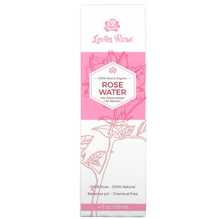 Leven Rose, 100% Pure & Organic, Rose Water, 4 fl oz (118 ml)