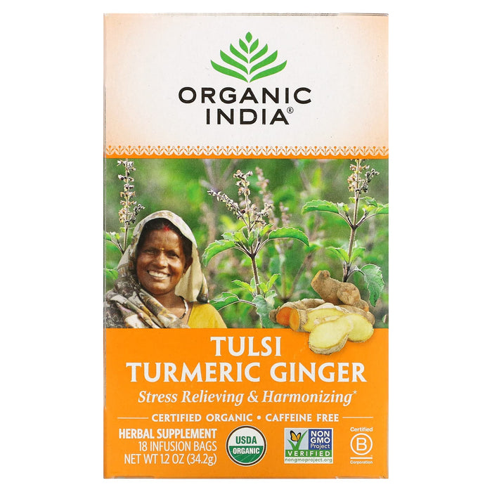 Organic India, Tulsi Tea, Cleanse, Caffeine-Free, 18 Infusion Bags, 1.02 oz (28.8 g)