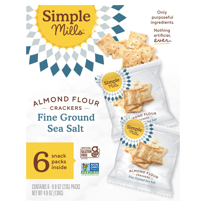 Simple Mills, Almond Flour Crackers, Farmhouse Cheddar, 6 Packs, 0.8 oz (23 g) Each