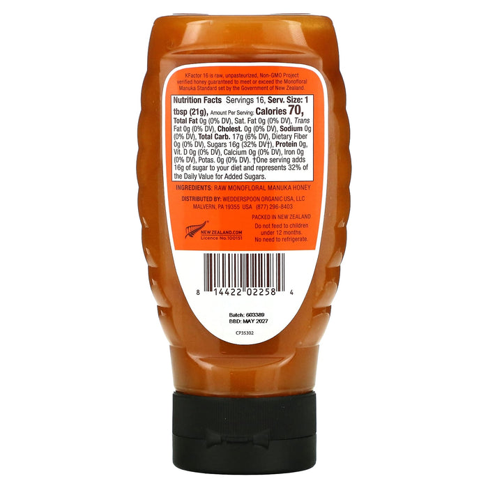 Wedderspoon, Raw Monofloral Manuka Honey, KFactor 16, 12 oz (340 g)