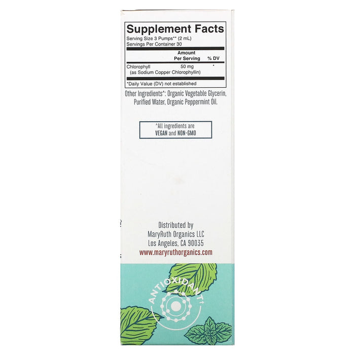 MaryRuth Organics, Vegan Chlorophyll Liquid Drops, Peppermint, 16.6 mg, 2 fl oz (60 ml)