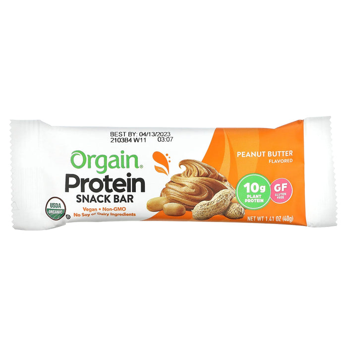 Orgain, Organic Plant-Based Protein Bar, Peanut Butter Chocolate Chunk, 12 Bars, 1.41 oz (40 g) Each