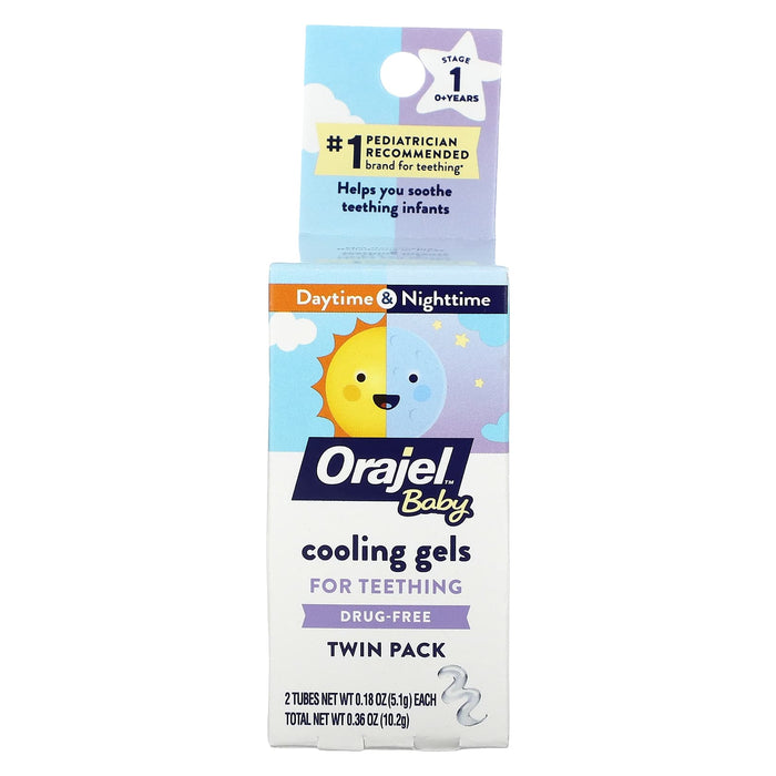 Orajel, Baby Daytime + Nighttime Cooling Gels for Teething, 0+ Years, 2 Tubes, 0.18 oz (5.1 g) Each