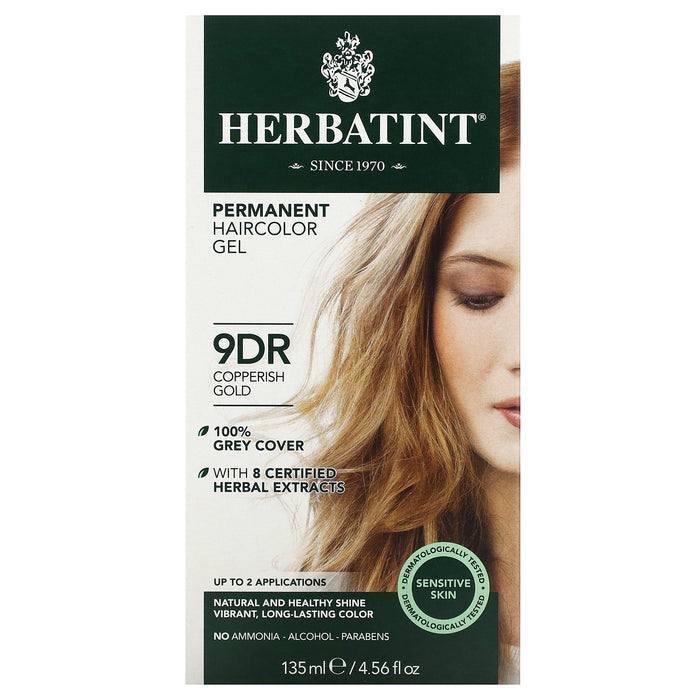 Herbatint (Antica Herbavita), Permanent Haircolor Gel, 9DR, Copperish Gold, 4.56 fl oz (135 ml)