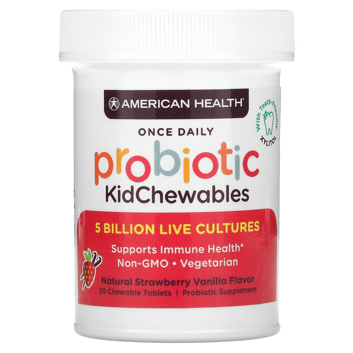 American Health, Probiotic Kid Chewables, Natural Strawberry Vanilla, 5 Billion Live Cultures, 30 Chewable Tablets